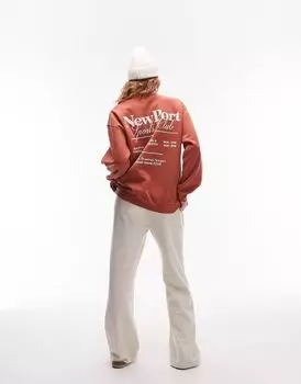 Оранжевая винтажная толстовка Topshop с графическим принтом New Port