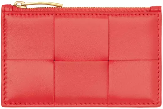 Оранжевая визитница на молнии Bottega Veneta