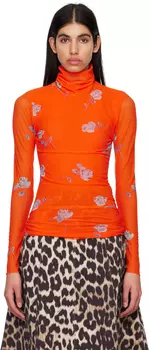 Оранжевая водолазка с принтом GANNI