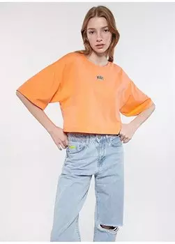 Оранжевая женская футболка с круглым вырезом M1611585-84617-КОРОТКАЯ ФУТБОЛКА С КРУГЛЫМ ВЫРЕЗОМ Mavi, оранжевый