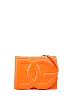 Оранжевая женская кожаная сумка через плечо с логотипом dg Dolce&Gabbana