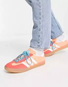 Оранжево-белые кроссовки adidas Originals Gazelle Indoor на резиновой подошве - ПЕРСИКОВЫЙ