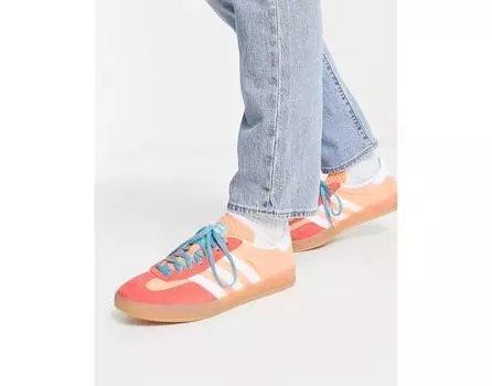 Оранжево-белые кроссовки adidas Originals Gazelle Indoor на резиновой подошве - PEACH