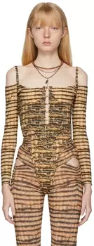 Оранжево-черная блуза-бюстье с остроконечным шпилем KNWLS