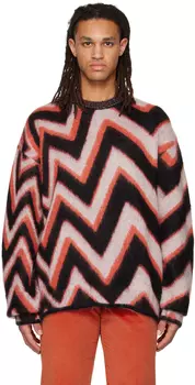 Оранжево-черный свитер с узором зигзаг Paul Smith
