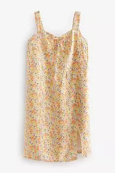 Оранжево-розовое платье миди с цветочным мотивом Abercrombie & Fitch, розовый