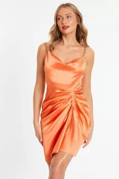 Оранжевое атласное мини-платье QUIZ Clothing