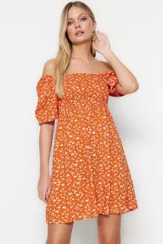 Оранжевое мини-платье из тканого материала Gype Trendyol, оранжевый