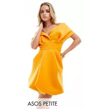 Оранжевое мини-платье с открытыми плечами ASOS DESIGN Petite