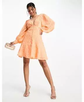 Оранжевое мини-платье с вырезами на пуговицах ASOS DESIGN