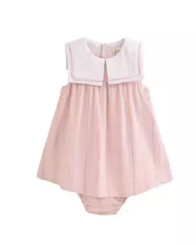 Оранжевое платье для девочки с полосатым квадратным вырезом и трусиками в тон Dadati, оранжевый