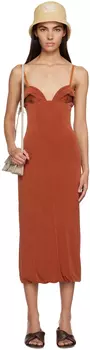 Оранжевое Платье миди Le Raphia 'La Robe Praia' Jacquemus