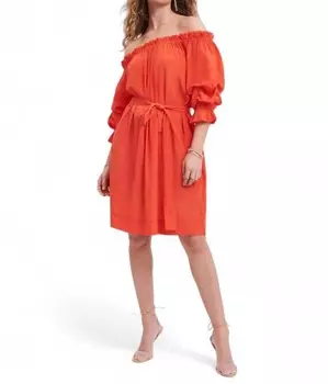 Оранжевое платье с рюшами Tulum MERSEA, оранжевый