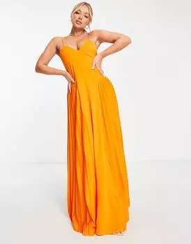 Оранжевое плиссированное платье макси ASOS DESIGN - CORAL - CORAL
