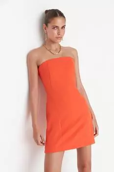 Оранжевое тканое платье без бретелек Trendyol, оранжевый