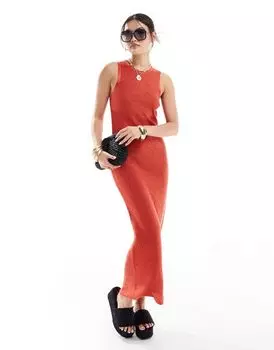 Оранжевое трикотажное платье миди из пайеток ASOS DESIGN