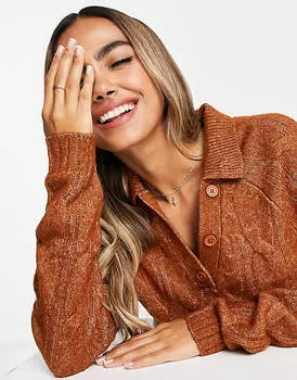 Оранжевое трикотажное платье мини с открытым воротником ASOS DESIGN