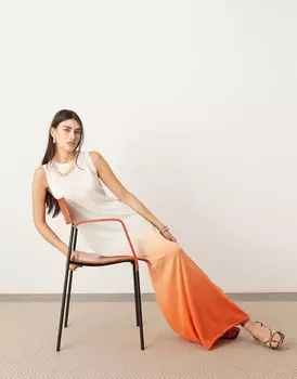 Оранжевое трикотажное прозрачное платье макси без рукавов ASOS EDITION