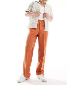 Оранжевые элегантные широкие брюки ASOS DESIGN