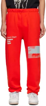 Оранжевые брюки для отдыха с принтом Calvin Klein