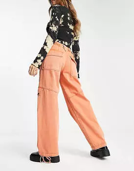 Оранжевые брюки карго в стиле милитари Free People