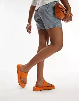 Оранжевые сандалии на плоской подошве с петлей для носка Topshop Georgia