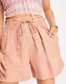 Оранжевые шорты с завязкой на талии New Look