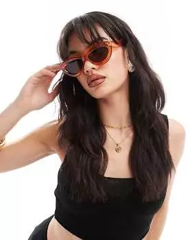 Оранжевые солнцезащитные очки "кошачий глаз" Vero Moda – в широкой оправе