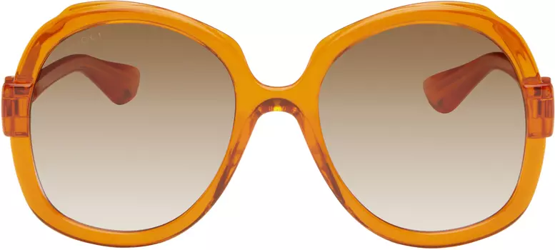 Оранжевые солнцезащитные очки Saint Tropez большого размера Gucci