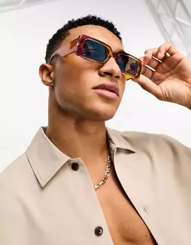 Оранжевые солнцезащитные очки в квадратной оправе с эффектом омбре River Island