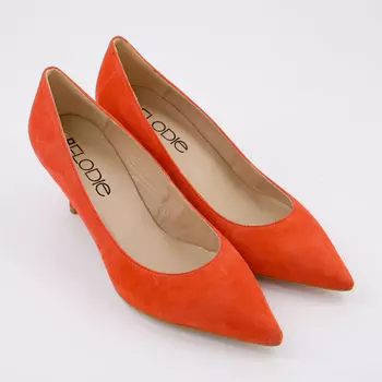 Оранжевые замшевые туфли на каблуке Elodie