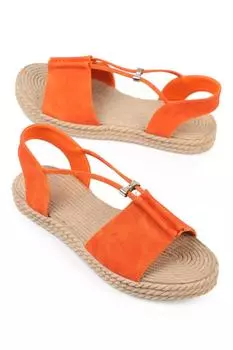 Оранжевые женские эспадрильи в полоску Capone с одним ремешком и металлическим аксессуаром Capone Outfitters, оранжевый