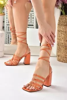 Оранжевые женские туфли на толстом каблуке с ремешком на щиколотке Fox Shoes, оранжевый