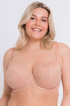 Оранжевый бюстгальтер-балконет Daze с цветочным принтом и кружевом Curvy Kate, белый