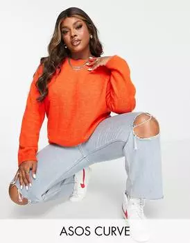 Оранжевый джемпер свободного кроя с круглым вырезом ASOS DESIGN Curve