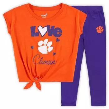 Оранжевый/фиолетовый комплект футболки и леггинсов Clemson Tigers Forever Love Team для малышей Outerstuff