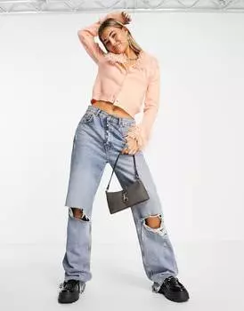 Оранжевый кардиган со съемной отделкой из искусственного меха ASOS DESIGN