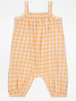 Оранжевый комбинезон в клетку с ремешками в мелкую клетку George., оранжевый
