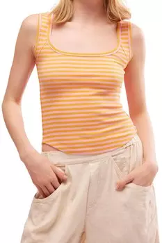 Оранжевый комбинированный топ в полоску Hummingbird Free People