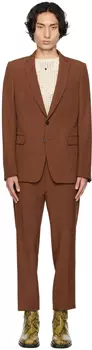 Оранжевый костюм с зубчатыми лацканами Dries Van Noten