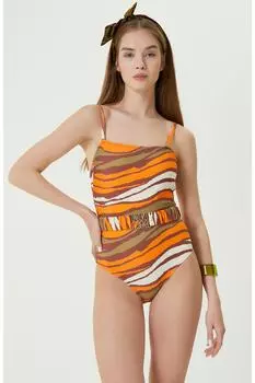 Оранжевый купальник с узором Network, оранжевый