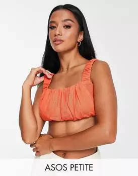 Оранжевый льняной бюстгальтер с рюшами и сборками ASOS DESIGN Petite