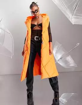 Оранжевый макси-пуховик ASYOU