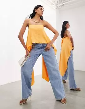 Оранжевый минималистичный топ с открытой спиной ASOS