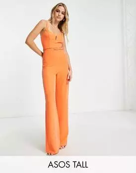 Оранжевый расклешенный комбинезон с квадратным вырезом ASOS DESIGN Tall
