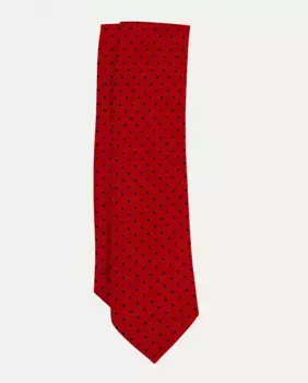 Оранжевый шелковый галстук ограниченной серии с темно-синими микротопами Victorio & Lucchino, мультиколор