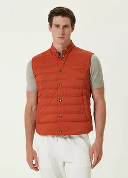 Оранжевый стеганый жилет Kiton