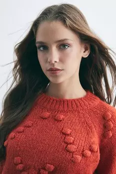 Оранжевый свитер с помпонами Pieces of Melon