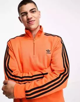 Оранжевый свитшот с половиной молнии adidas Originals adicolor