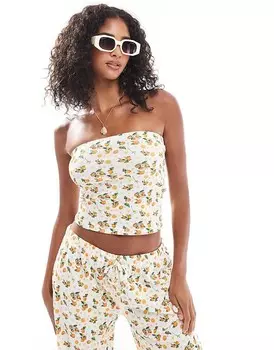 Оранжевый топ-бандо с сотовым принтом ASOS DESIGN